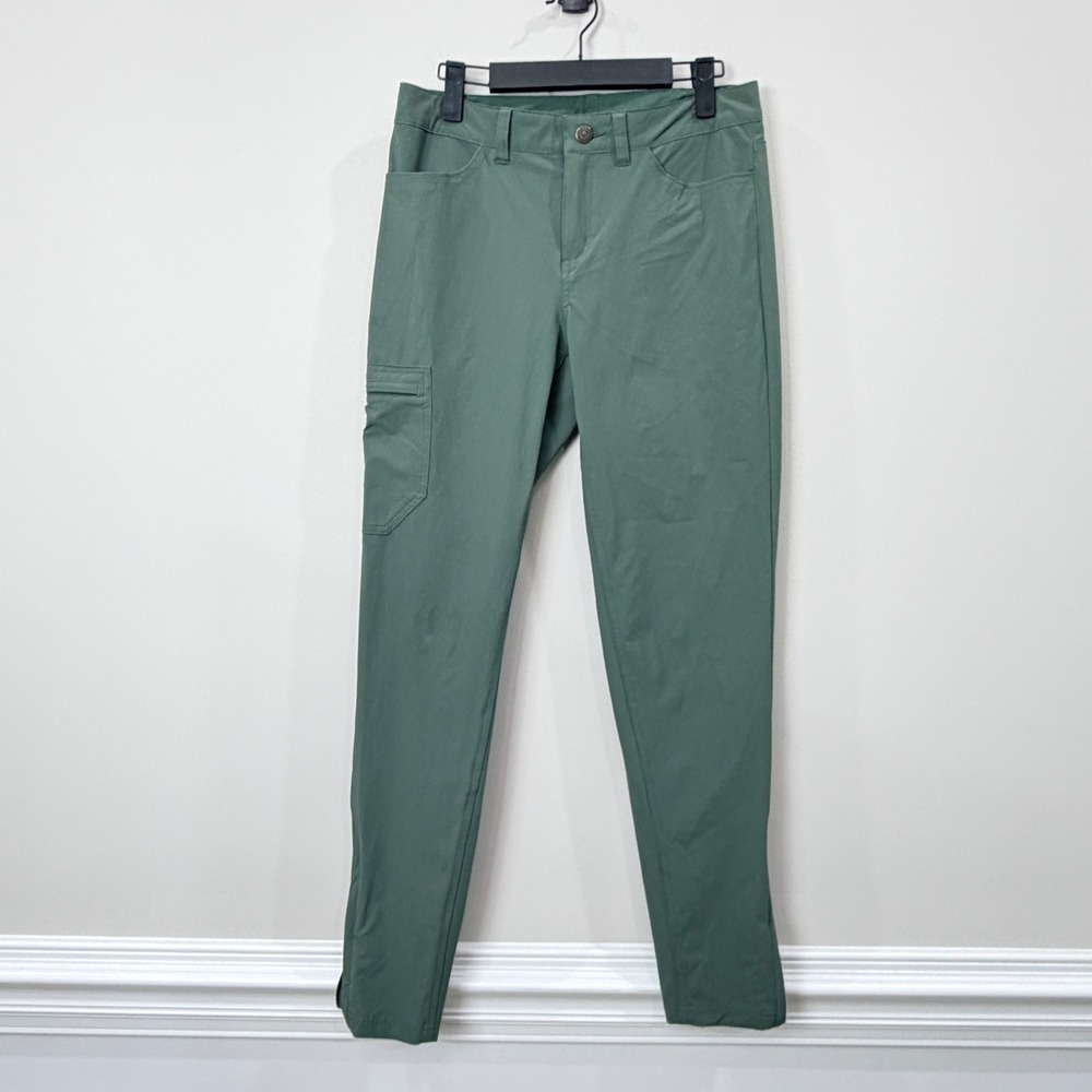 Patagonia Womens 4 Skyline Traveler Pants Green Cargo Ankle Zip Stretch Hiking